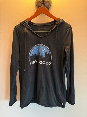 Life Is Good Black Tee with Subtle Logo